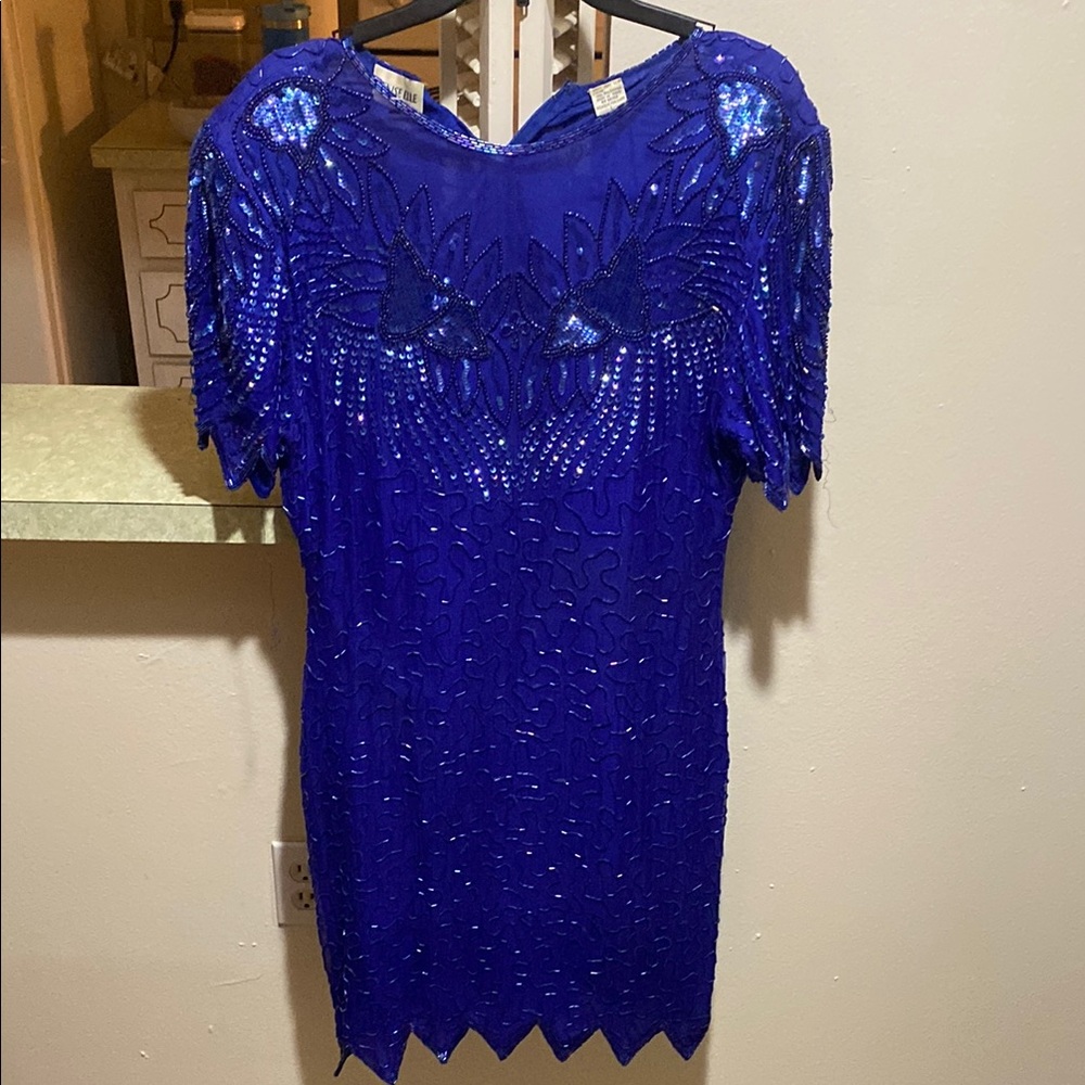 Vintage Denise Elle Royal Blue Sequin Dress